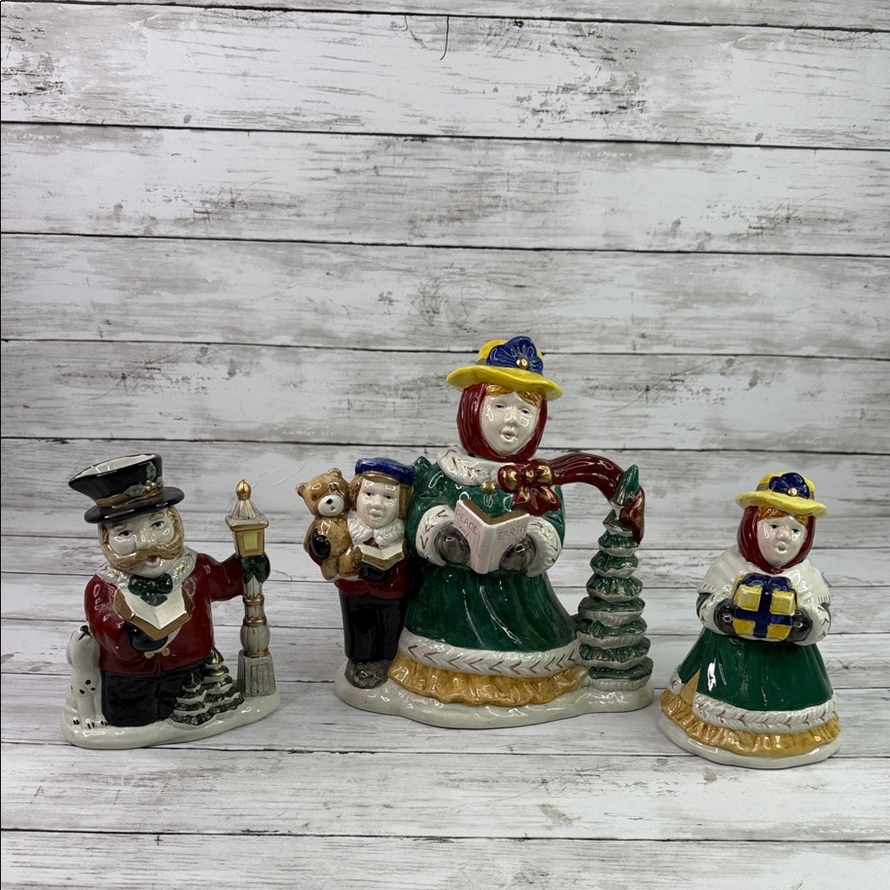FITZ and FLOYD CAROLERS teapot creamer sugar 3 pcs set
